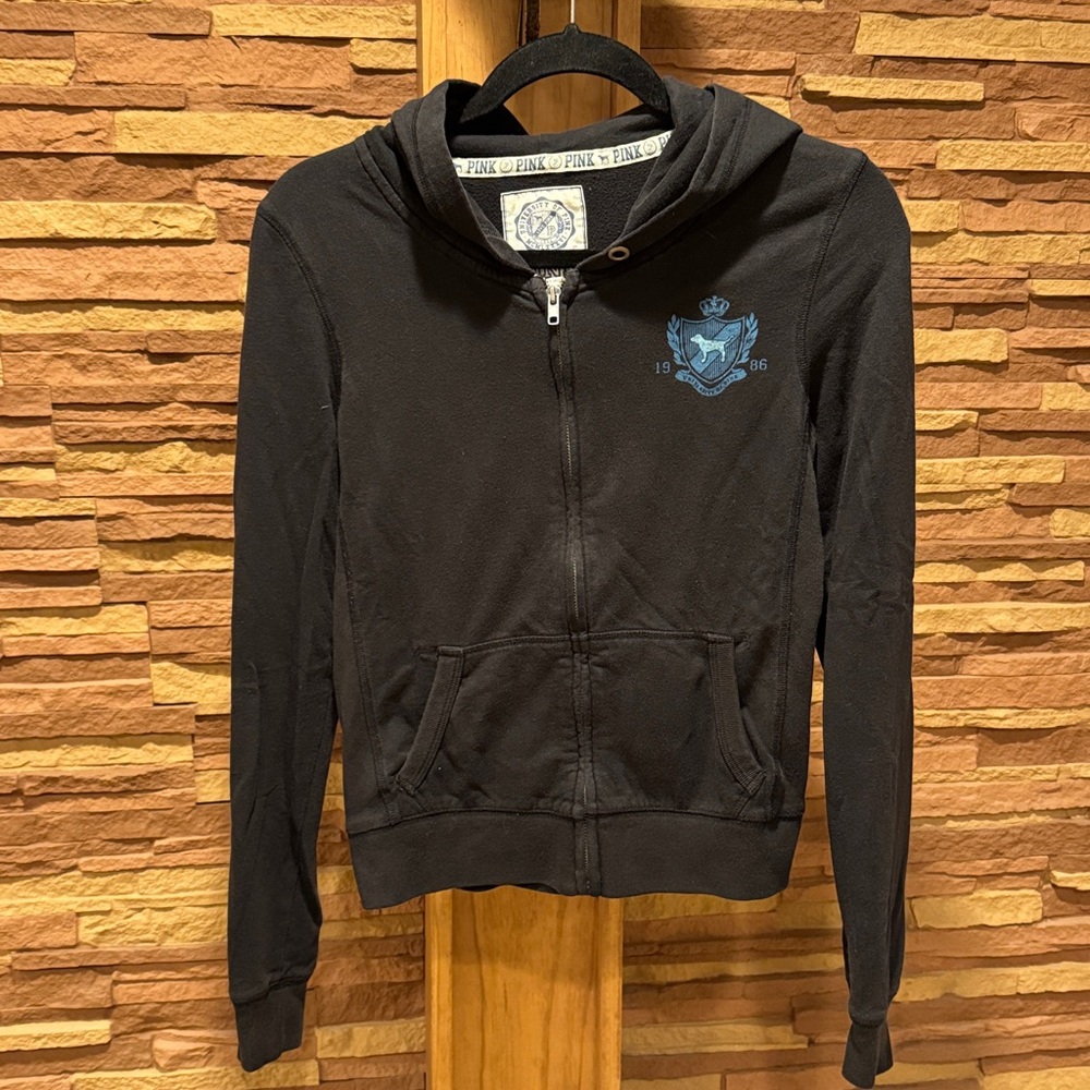 PINK Victoria's Secret Black Zip-Up Hoodie